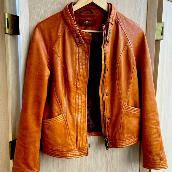 7 For All Mankind Leather Jacket S - Picture 1 of 6